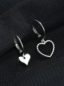 心形耳墜 - 銀色 - 查看 5