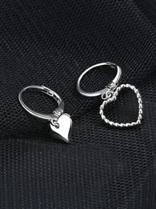 心形耳墜 - 銀色 - 查看 7