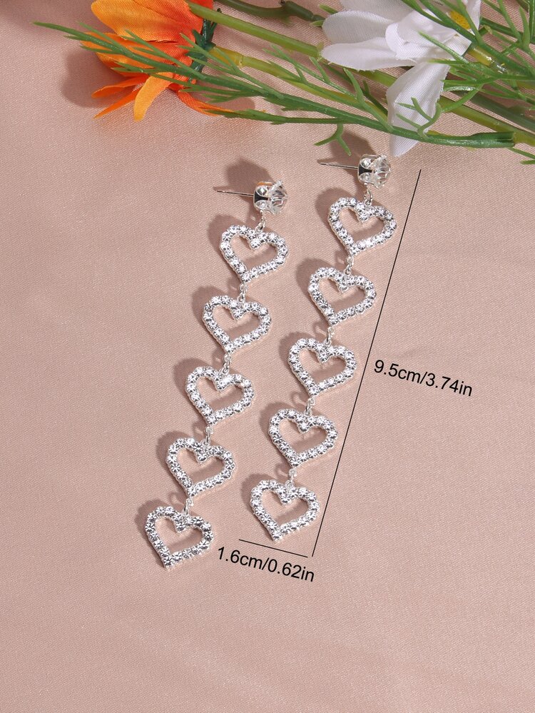 Link Rhinestone Heart Drop Earrings Valentines,Mom,Mother,Mother's Day,Gift