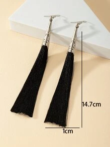 Tassel Drop Earrings - Black - View 3