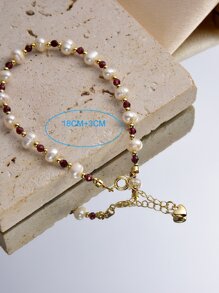 Faux Pearl Decor Beaded Bracelet - White - View 3