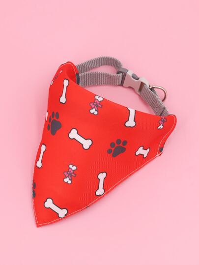 Supet 1入組爪子和骨圖案寵物圍兜和1入組寵物項圈