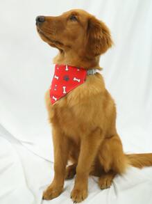 Supet 1入組爪子和骨圖案寵物圍兜和1入組寵物項圈 - 紅色 - 查看 4