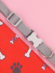 Supet 1入組爪子和骨圖案寵物圍兜和1入組寵物項圈 - 紅色 - 查看 5