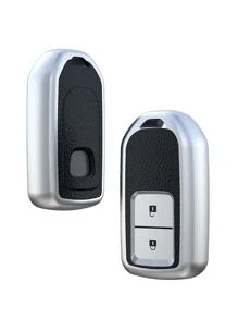 Chìa khóa Fob Loại vỏ Tương thích với Honda , Một Bấm vào Sự bảo vệ Che phủ - Bạc - Xem 1