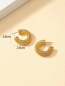 Spring Design Cuff Hoop Earrings - Yellow Gold - View 4