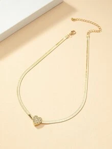 Vòng cổ trang trí trái tim rhinestone - Vàng - Xem 2