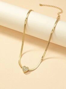 Vòng cổ trang trí trái tim rhinestone - Vàng - Xem 4