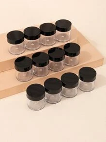 12pcs 10g Subpackage Cream Box Set,with Lids for Lip Balms, Creams, Make Up, Cosmetics, Samples, Ointments and other Beauty Products - Black - View 1