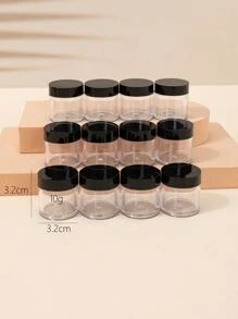 12pcs 10g Subpackage Cream Box Set,with Lids for Lip Balms, Creams, Make Up, Cosmetics, Samples, Ointments and other Beauty Products - Black - View 3