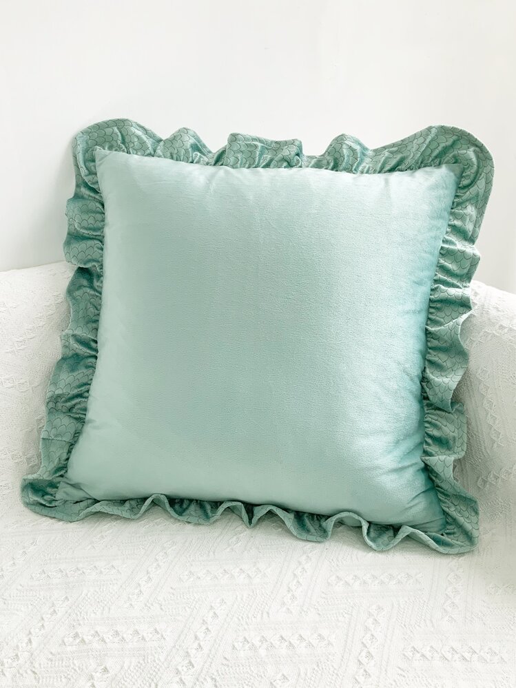 Funda de cojín sin relleno ribete con fruncido - verde menta - Añade 1