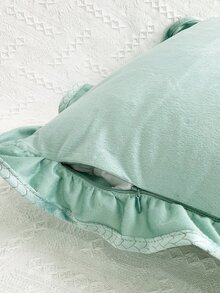 Ruffle Trim Cushion Cover Without Filler - Mint Green - View 3