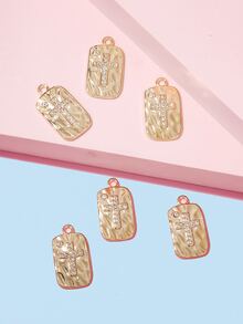 Rhinestone Cross Decor Square DIY Pendant - Yellow Gold - View 2