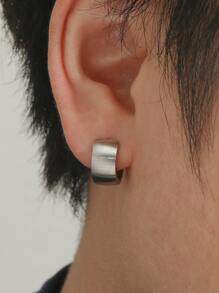 Men Minimalist Hoop Earrings - Bạc - Xem 1