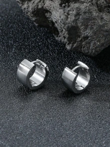 Men Minimalist Hoop Earrings - Bạc - Xem 2