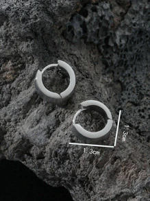Men Minimalist Hoop Earrings - Bạc - Xem 3