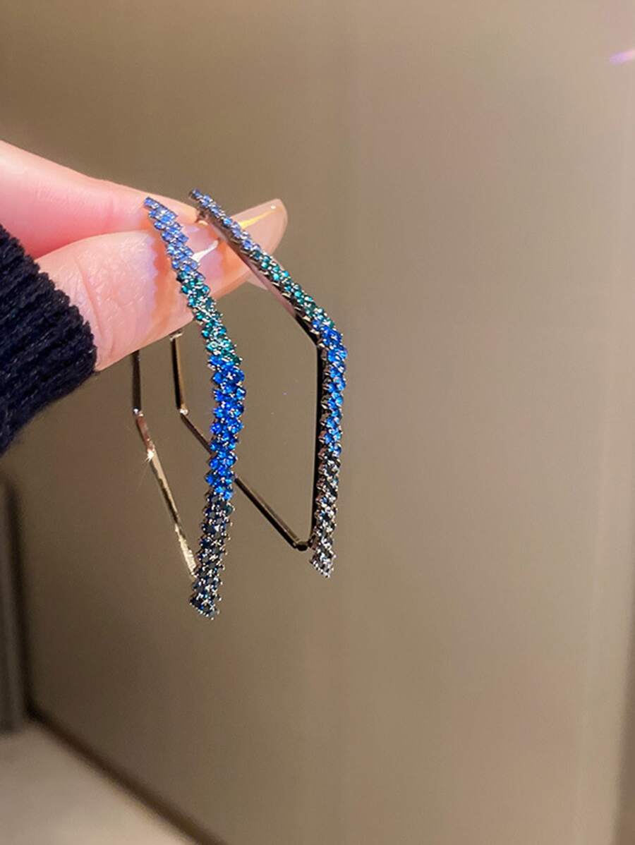 Andkiss 水鑽裝飾幾何設計開口耳環 - 彩色 - 查看 1