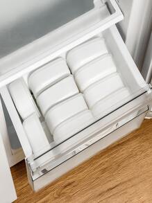 1 Hộp Bảo Quản Thực Phẩm Bằng Nhựa, Bình Bảo Quản Thực Phẩm Bằng Nhựa Màu Trơn Đơn Giản Cho Nhà Bếp - trắng - Xem 2