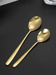 Juego de 24 piezas de cubertería de acero inoxidable, para cocina, regalo de Navidad - Dorado - Ver 4