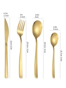 Juego de 24 piezas de cubertería de acero inoxidable, para cocina, regalo de Navidad - Dorado - Ver 2