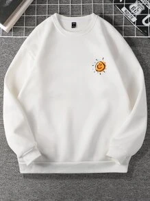 Manfinity Roghcode Men Cartoon And Slogan Graphic Oversize Sweatshirt - White - View 3