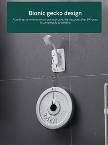 1个360°旋转花洒支架，可调节自粘式壁挂花洒支架，带2个挂钩，SPA浴室通用浴室配件浴室工具 - 白色 - 查看 5