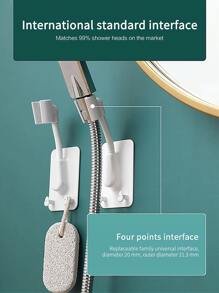 1个360°旋转花洒支架，可调节自粘式壁挂花洒支架，带2个挂钩，SPA浴室通用浴室配件浴室工具 - 白色 - 查看 9