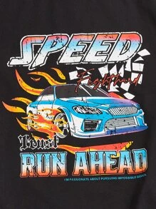 Manfinity Men Car & Letter Graphic Tee - Black - View 4