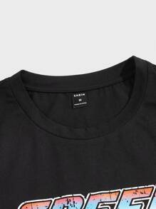 Manfinity Men Car & Letter Graphic Tee - Black - View 3