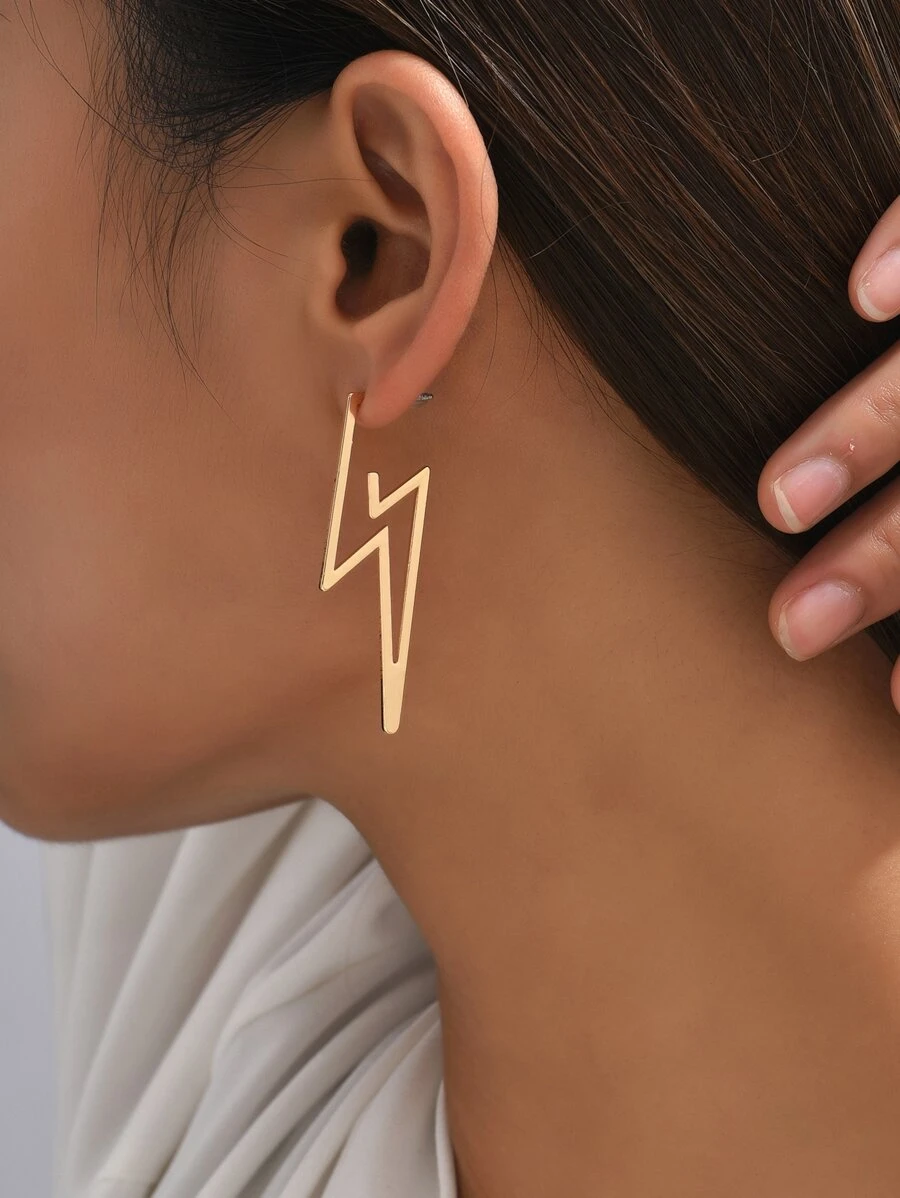 Lightning Design Earrings - Yellow Gold - View 1