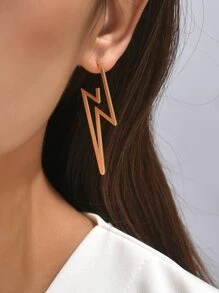 Lightning Design Earrings - Yellow Gold - View 2