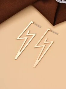 Lightning Design Earrings - Yellow Gold - View 4