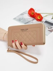 Fashionable Wallet, New Korean Version Simple Solid Color Long Wallet, For Summer - Khaki - View 1
