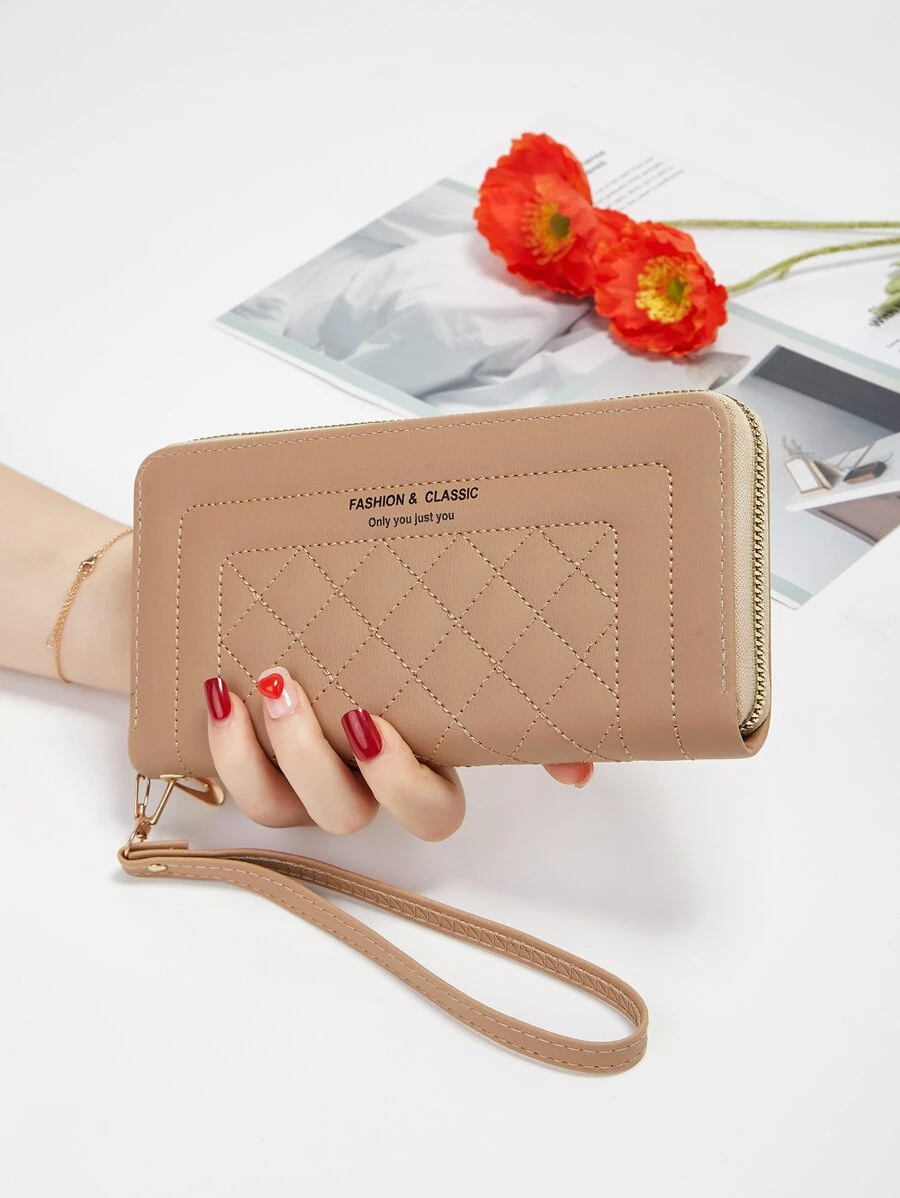 Fashionable Wallet, New Korean Version Simple Solid Color Long Wallet, For Summer - Khaki - View 1