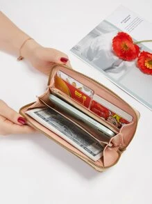 Fashionable Wallet, New Korean Version Simple Solid Color Long Wallet, For Summer - Khaki - View 2