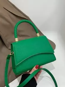 鱷魚壓紋編織細節翻蓋方包