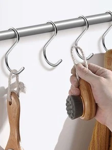 12pcs, Kitchen Storage Wardrobe Storage Hook Set - Silver - View 5