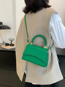 鱷魚壓紋編織細節翻蓋方包