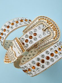 Thắt lưng khóa hình học trang trí bằng đá rhinestone - trắng - Xem 5