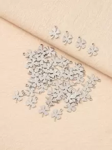 50 chiếc Mặt dây chuyền may mắn bằng thép không gỉ DIY - Bạc - Xem 1
