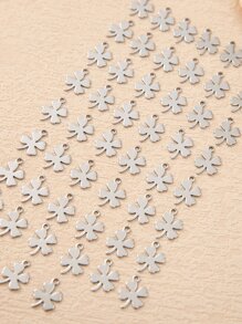 50 chiếc Mặt dây chuyền may mắn bằng thép không gỉ DIY - Bạc - Xem 2