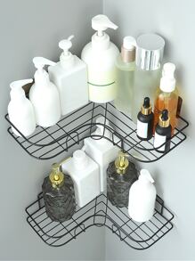 1 pieza Estantería de baño, Estante de ducha, Estante de almacenamiento triangular sin taladro para baño y cocina, Estante de almacenamiento de baño sin perforación - Negro - Ver 6