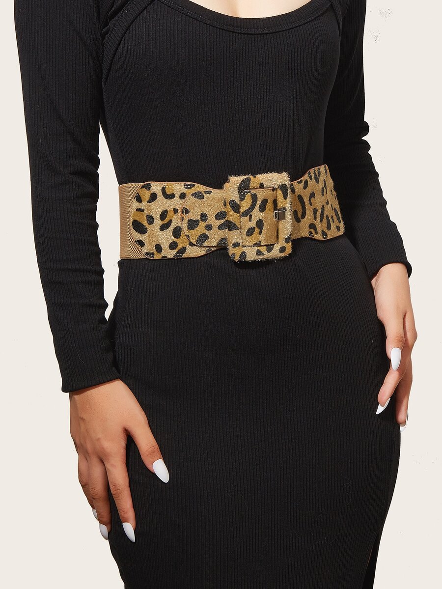 1 件全新多色豹纹扣腰带，适合派对礼服、外套、时尚配饰，适合日常穿着 - 彩色 - 查看 1