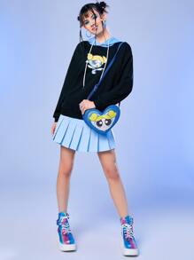 The Powerpuff Girls | ROMWE Women's Blue Cartoon Printed Crossbody Bag - Blue - View 3