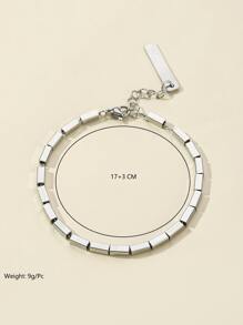 Rectangle Decor Beaded Bracelet - Silver - View 3