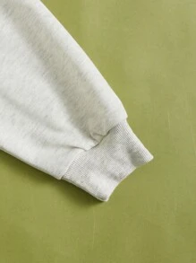 SHEIN EZwear Áo chui đầu họa tiết sọc, áo dài tay tốt nghiệp, trang phục trở lại trường, tốt nghiệp, trang phục giáo viên nữ, trở lại trường vào mùa thu/đông - Màu Xám nhạt - Xem 5