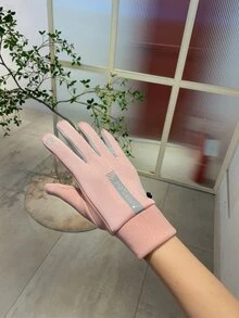 Guantes Con Gráfico De Letras - Multicolor - Ver 3