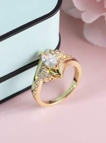 1枚优雅时尚女士戒指，适合订婚、结婚、度假、派对等场合（不含包装盒） - 金黃色 - 查看 5