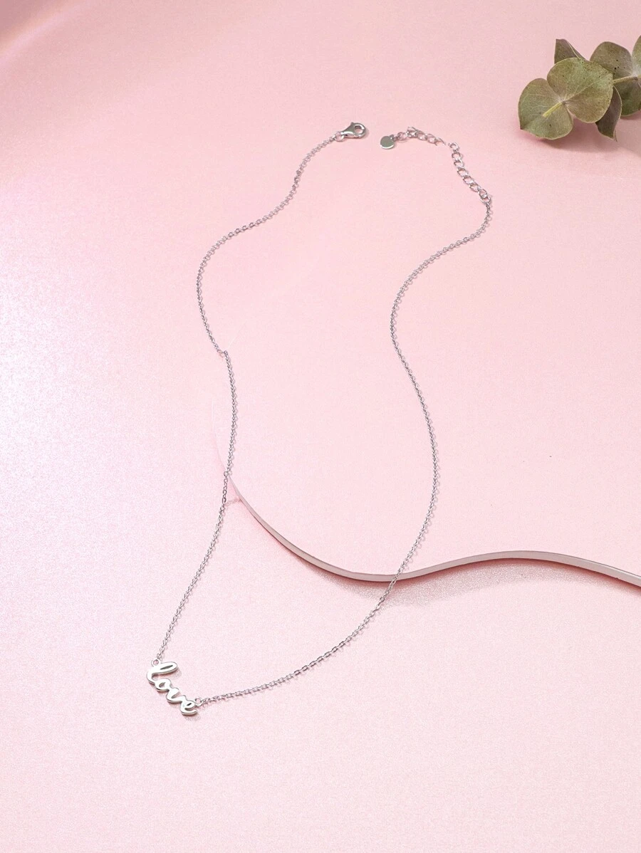 Letter Charm Necklace - Silver - View 1