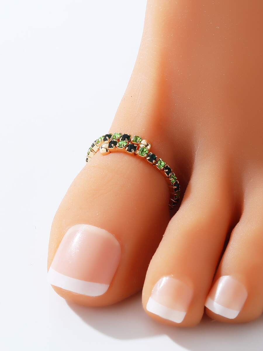 Mujer 1 pieza Anillo de dedo atractivo con diseño de diamante de imitación para para regalo - Verde - Ver 1